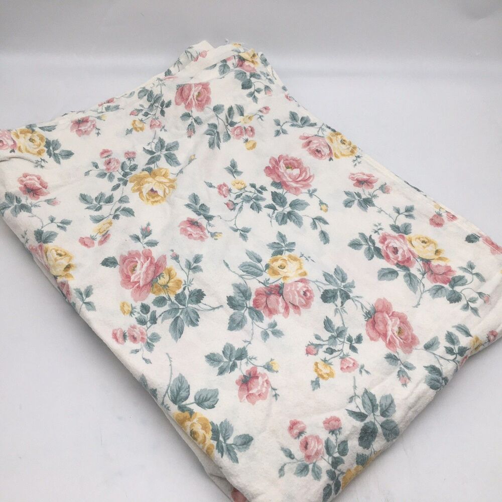 Vtg WestPoint Stevens Chintz Rose Jubilee Flannel Flat Sheet USA Full Size
